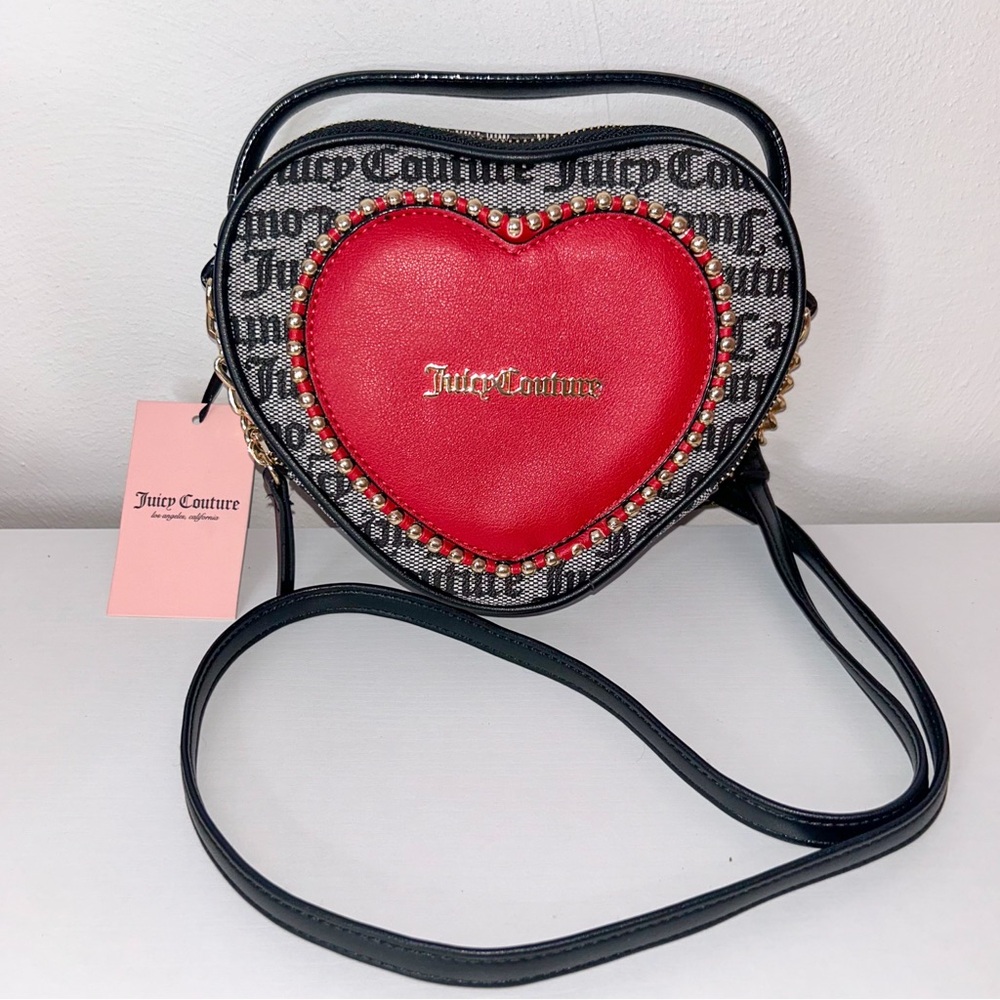 Juicy Couture love Never Dies Mini Tote Crossbody Black Beige.